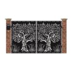 Poarta acces auto mica din tabla debitata cu plasma ARBORE 3000x1940 mm