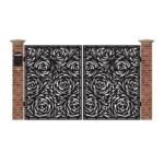 Poarta acces auto mica din tabla debitata cu plasma ROSES 3000x1940 mm