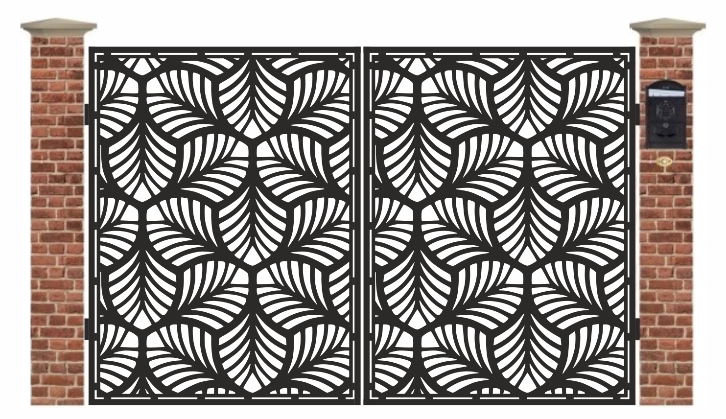 simulare model Poarta acces auto mica din tabla debitata cu plasma LEAF 3000x1940 mm - imagine 1